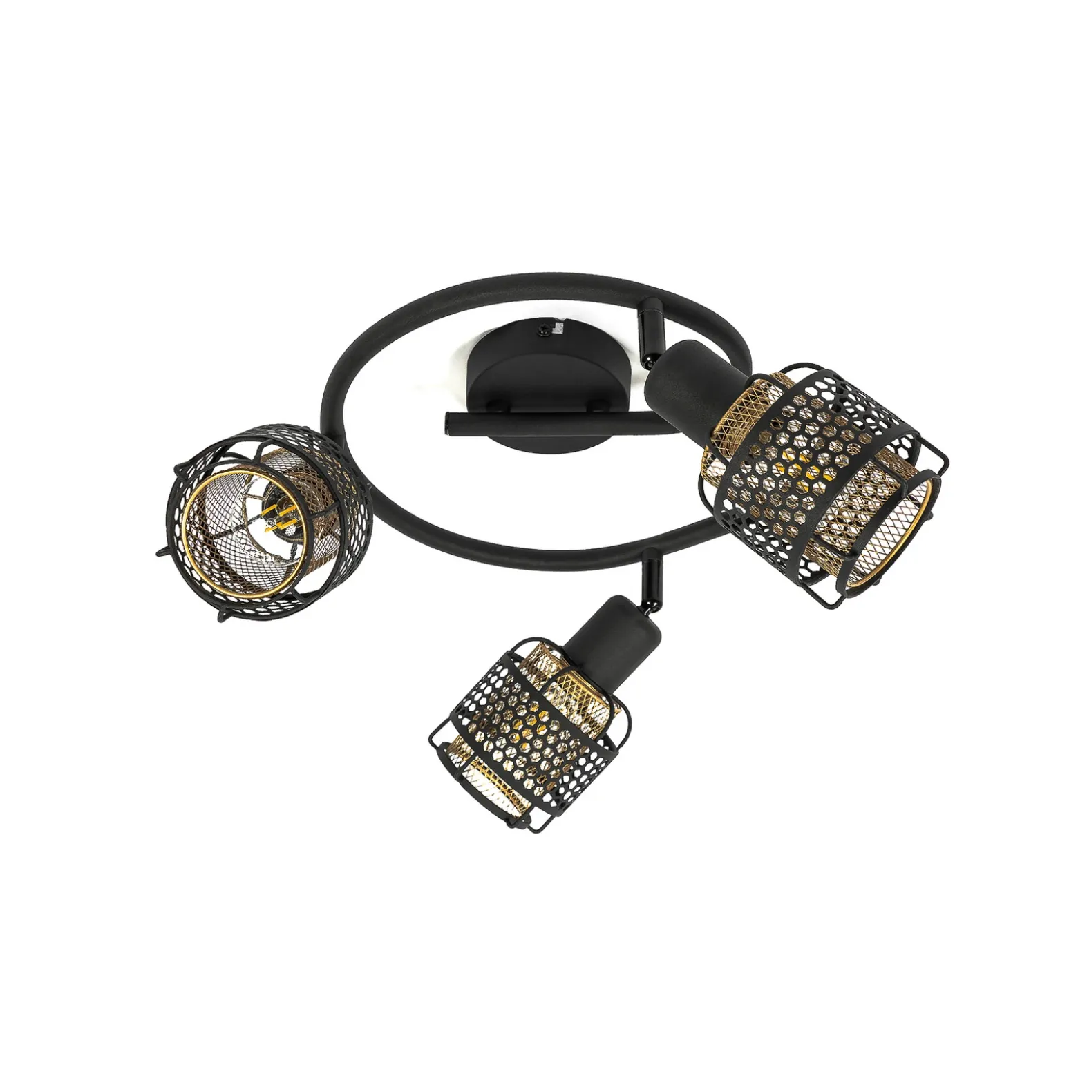 Lindby Eudoria plafón 3 luces negro/oro