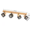 Lindby Evinora downlight de techo, 77 cm, negro, 4 luces, madera