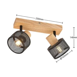 Lindby Evinora foco de techo de madera, 2 luces