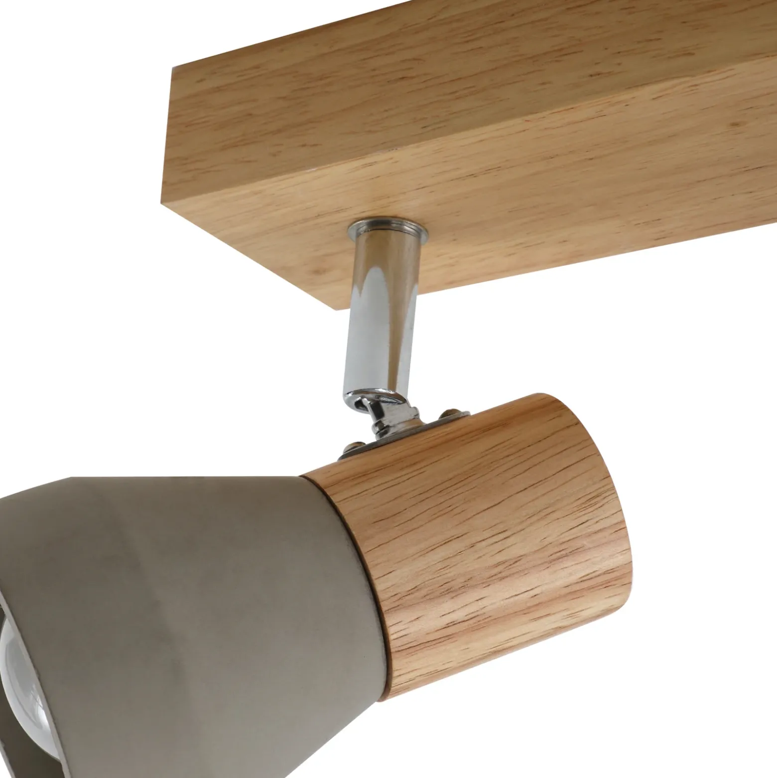 Lindby Filiz foco, 3 luces, 47 cm de largo, madera, hormigón, E14