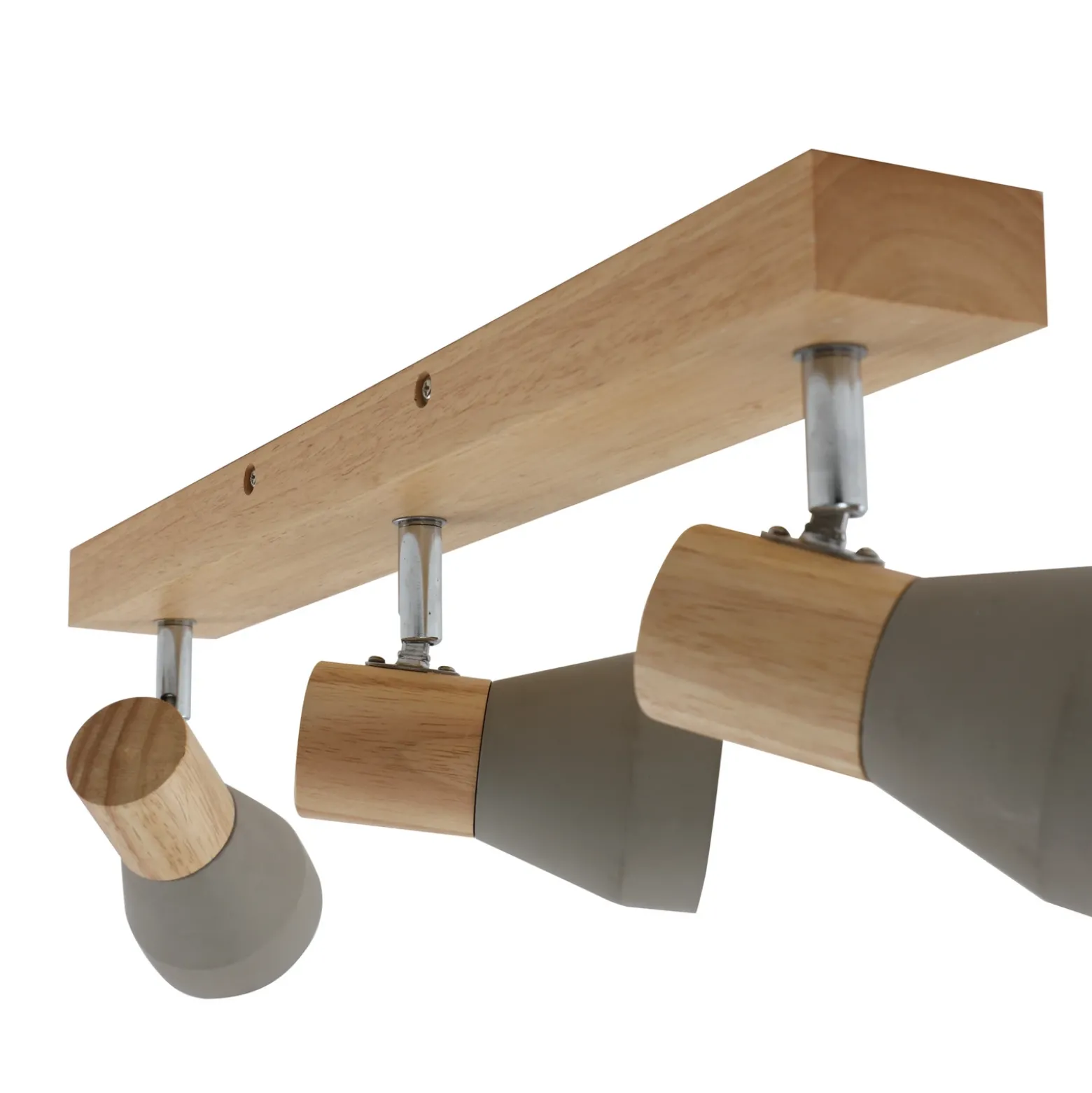 Lindby Filiz foco, 3 luces, 47 cm de largo, madera, hormigón, E14