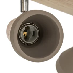 Lindby Filiz foco, 4 luces, 77 cm, madera, hormigón, E14