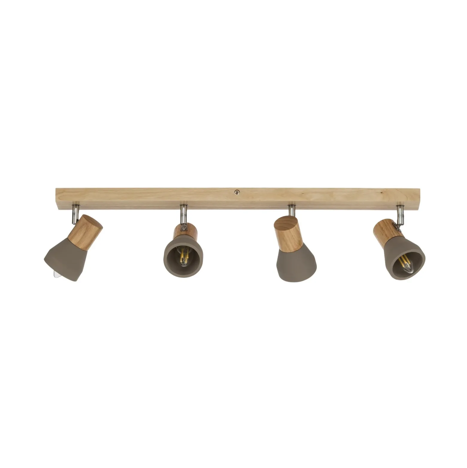 Lindby Filiz foco, 4 luces, 77 cm, madera, hormigón, E14
