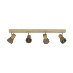 Lindby Filiz foco, 4 luces, 77 cm, madera, hormigón, E14