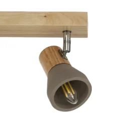 Lindby Filiz foco, 4 luces, 77 cm, madera, hormigón, E14