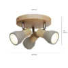 Lindby Filiz foco, 3 luces, Ø 20 cm, madera, hormigón, E14