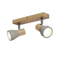 Lindby Filiz foco, 2 luces, 27 cm, madera, hormigón, E14