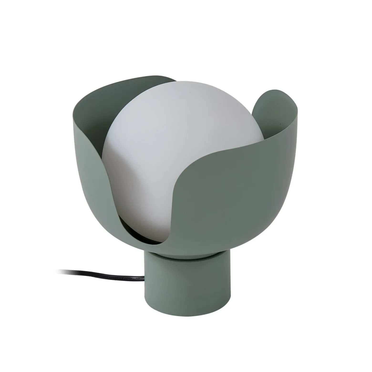 Lindby Fiora lámpara de mesa, verde, cristal, metal, Ø 20 cm