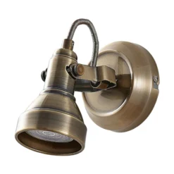 Lindby foco de pared Perseas, latón antiguo, metal, 16 cm, GU10