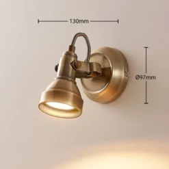 Lindby foco de pared Perseas, latón antiguo, metal, 16 cm, GU10
