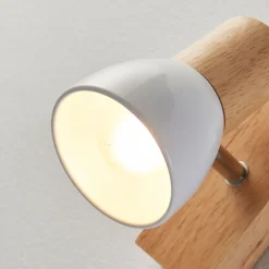 Lindby foco de pared Thorin, 14 cm alto, blanco, madera, E14