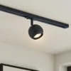 Lindby foco de riel Linaro, GU10, Ø 9 cm, negro, 1 fase