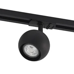 Lindby foco de riel Linaro, GU10, Ø 9 cm, negro, 1 fase