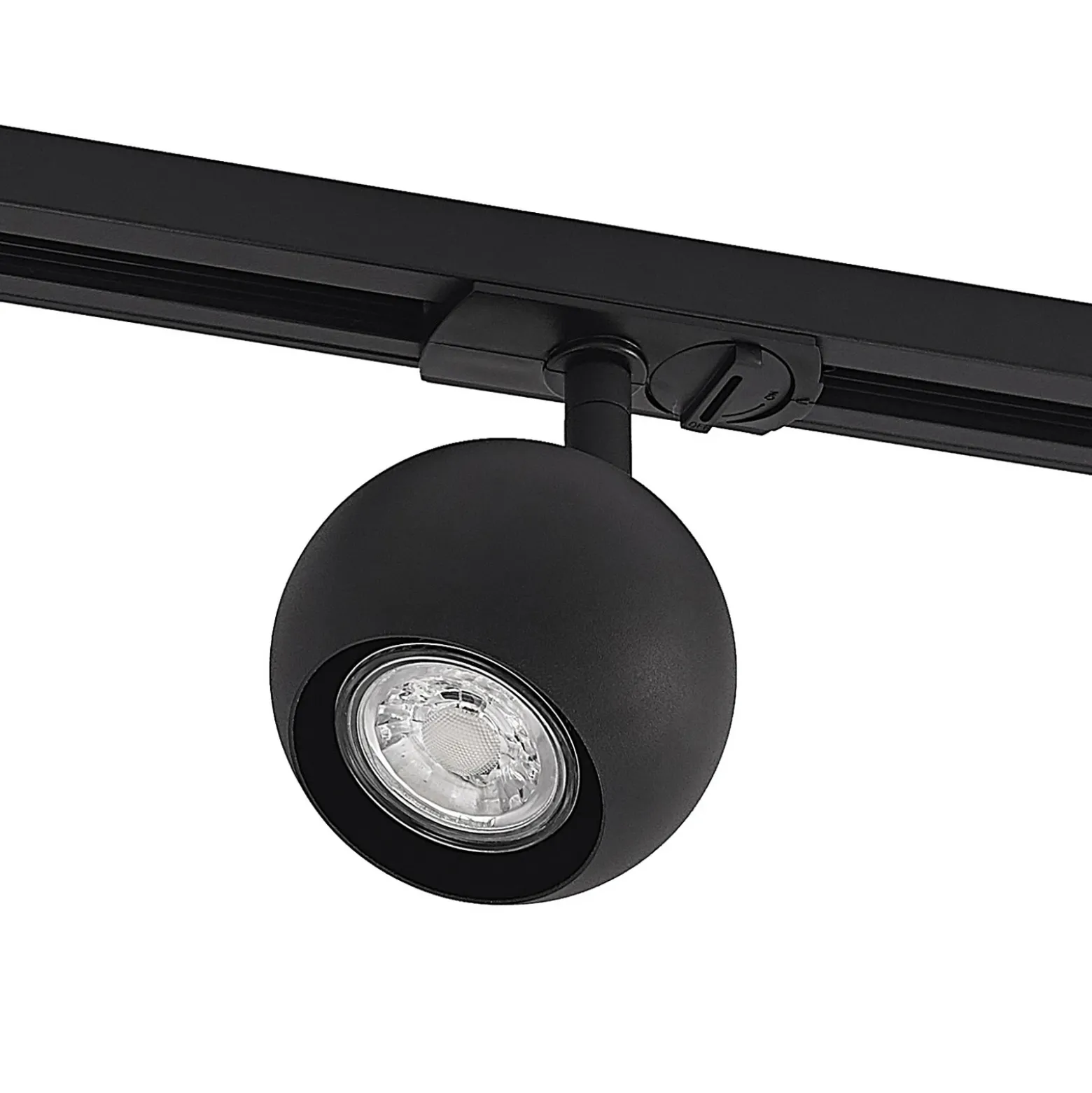 Lindby foco de riel Linaro, GU10, Ø 9 cm, negro, 1 fase