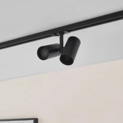 Lindby foco de riel Linaro, GU10, 2 luces, negro, tapa