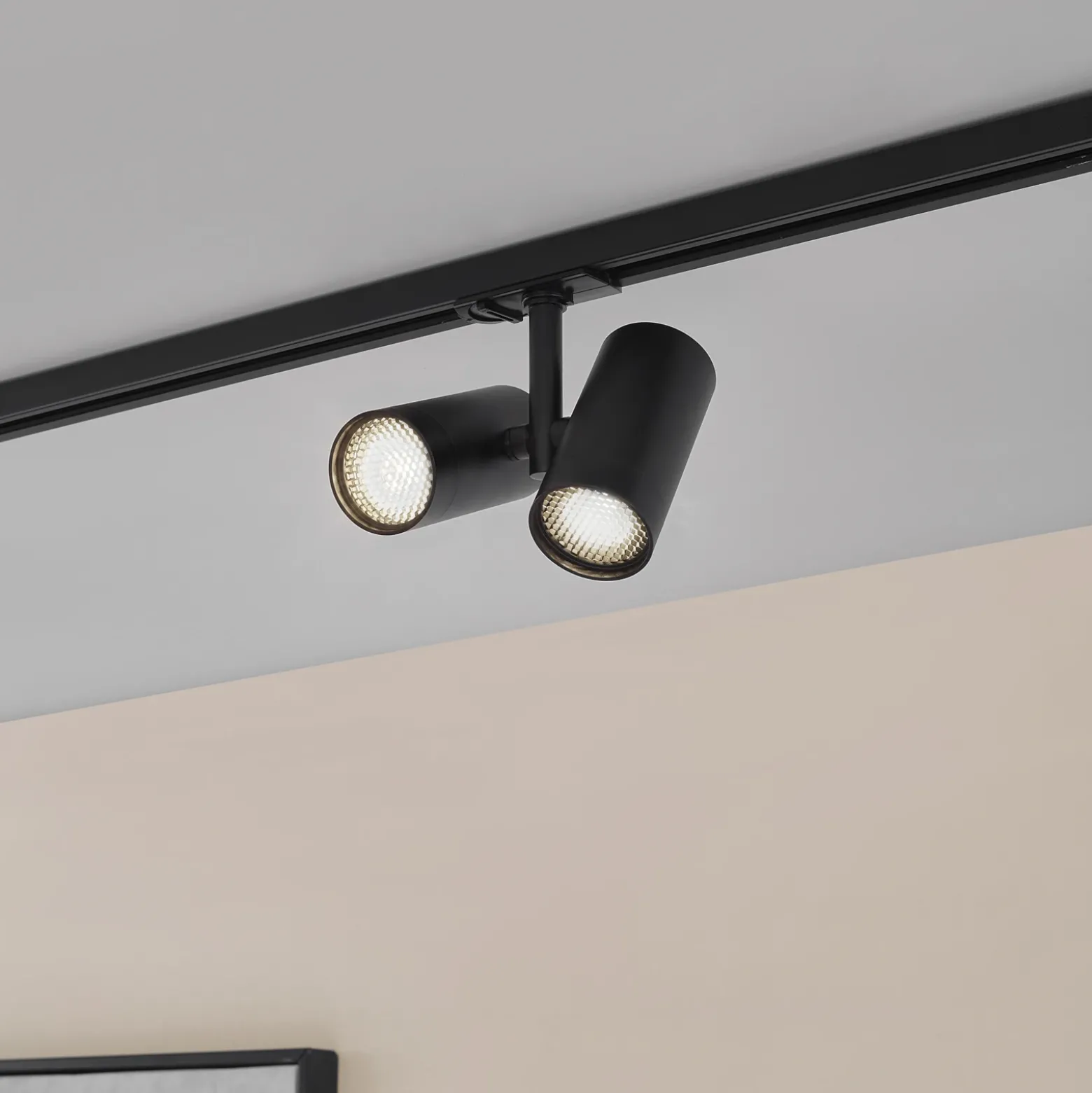 Lindby foco de riel Linaro, GU10, 2 luces, negro, tapa