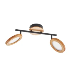 Lindby foco LED Manel, madera, 37 cm de largo, 2 luces