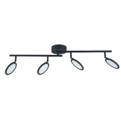 Lindby foco LED Manel, negro, hierro, 82 cm de largo, 4 luces.