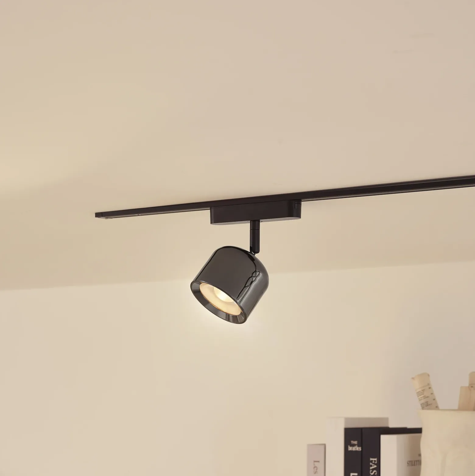 Lindby foco LED 48 V Lumaro, gris, Ø 8,2 cm, aluminio, atenuable