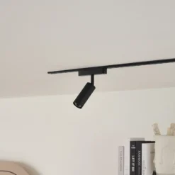 Lindby foco LED 48 V Lumaro, negro, Ø 4 cm, aluminio, atenuable