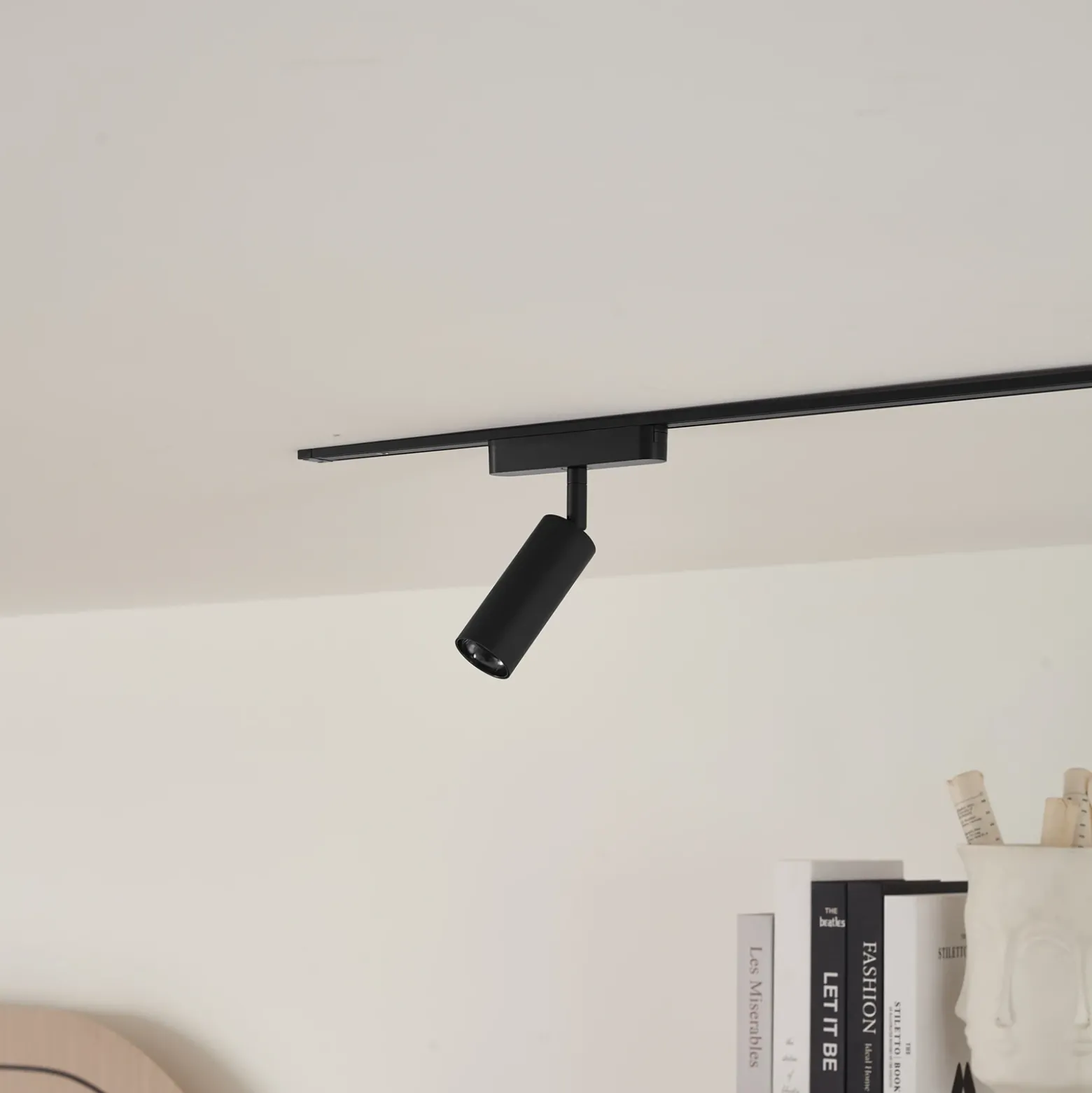 Lindby foco LED 48 V Lumaro, negro, Ø 4 cm, aluminio, atenuable