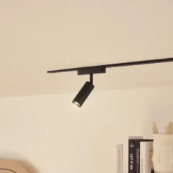 Lindby foco LED 48 V Lumaro, negro, Ø 4 cm, aluminio, atenuable