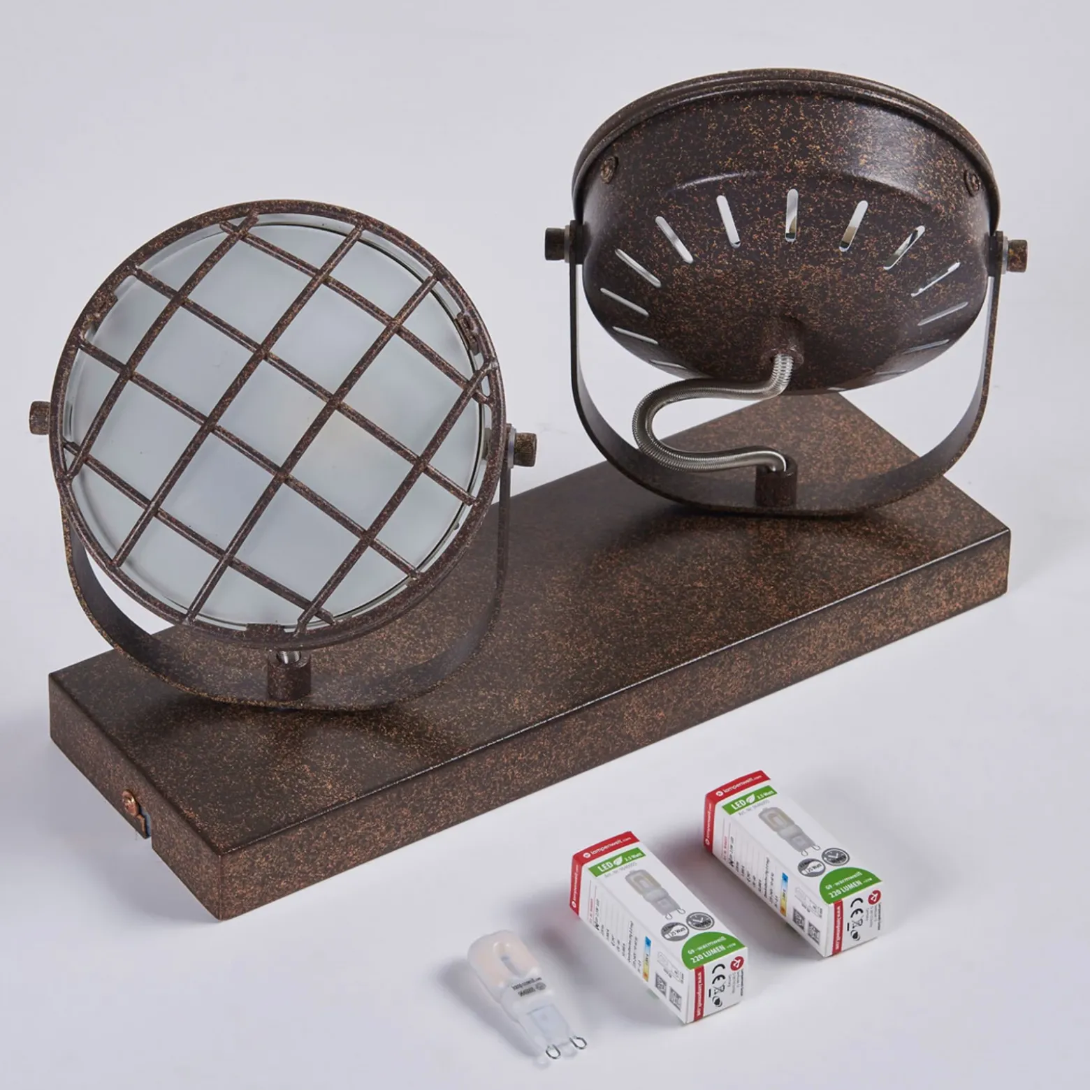 Lindby Foco Tamin, color óxido, 2 luces, cristal, G9