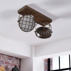 Lindby Foco Tamin, color óxido, 2 luces, cristal, G9