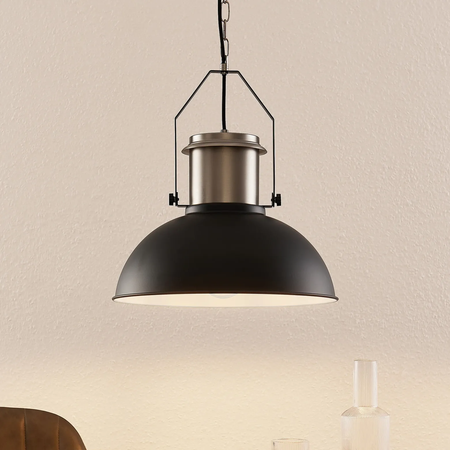 Lindby Freitjof lámpara colgante negro/níquel mate