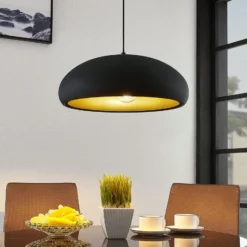 Lindby Gerwina lámpara colgante, negro/oro, metal, 40 cm, E27