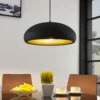 Lindby Gerwina lámpara colgante, negro/oro, metal, 40 cm, E27