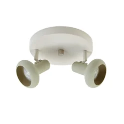 Lindby Huby downlight de techo, 2 luces, crema/verde claro, hierro