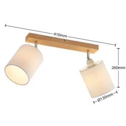 Lindby Imarin downlight, 2 luces, roble/blanco