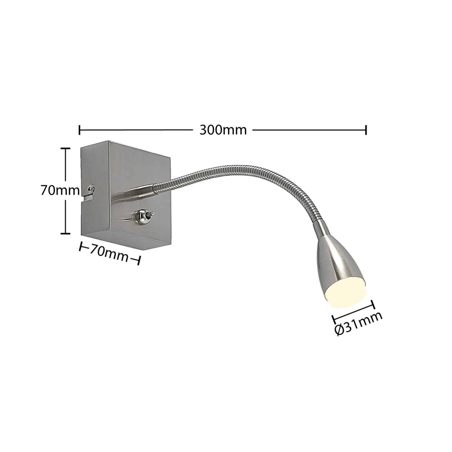 Lindby Jolka Brazo de lectura LED, interruptor, níquel