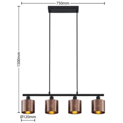 Lindby Joudy colgante, 4 luces, bronce oscuro