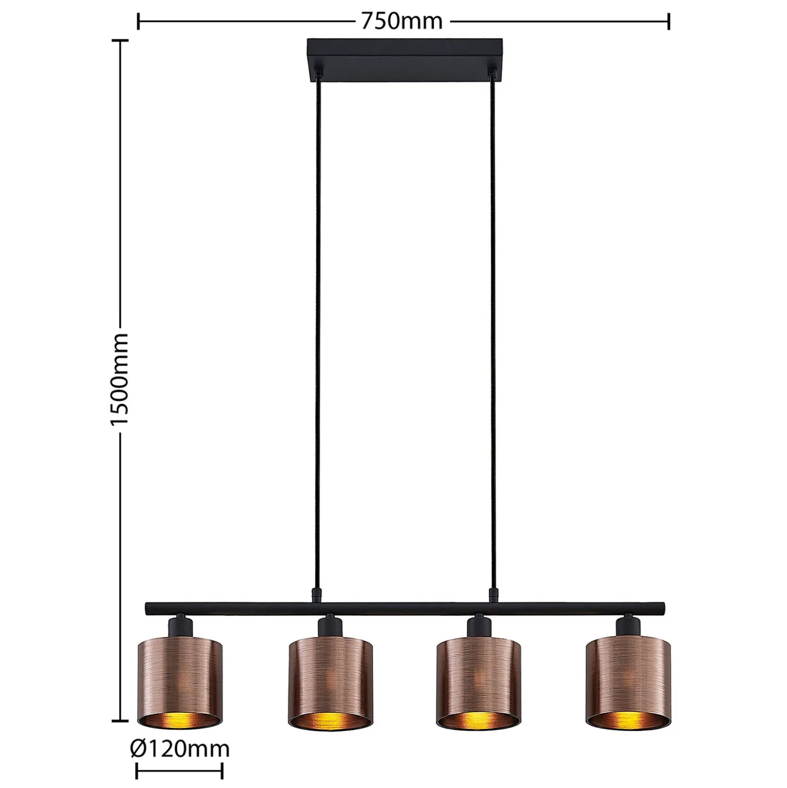 Lindby Joudy colgante, 4 luces, bronce oscuro