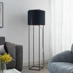 Lindby Kesta lámpara pie textil, armazón 4 barras