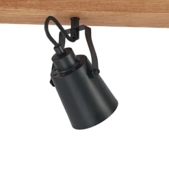Lindby Kimban downlight de techo, 5 luces, 106 cm, madera, metal