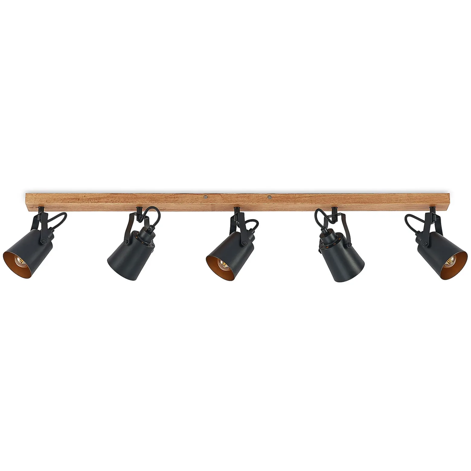 Lindby Kimban downlight de techo, 5 luces, 106 cm, madera, metal
