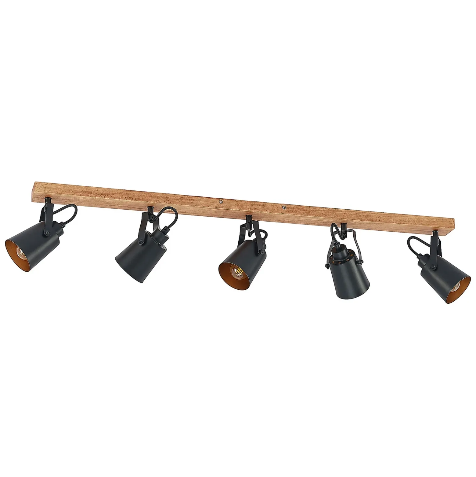 Lindby Kimban downlight de techo, 5 luces, 106 cm, madera, metal