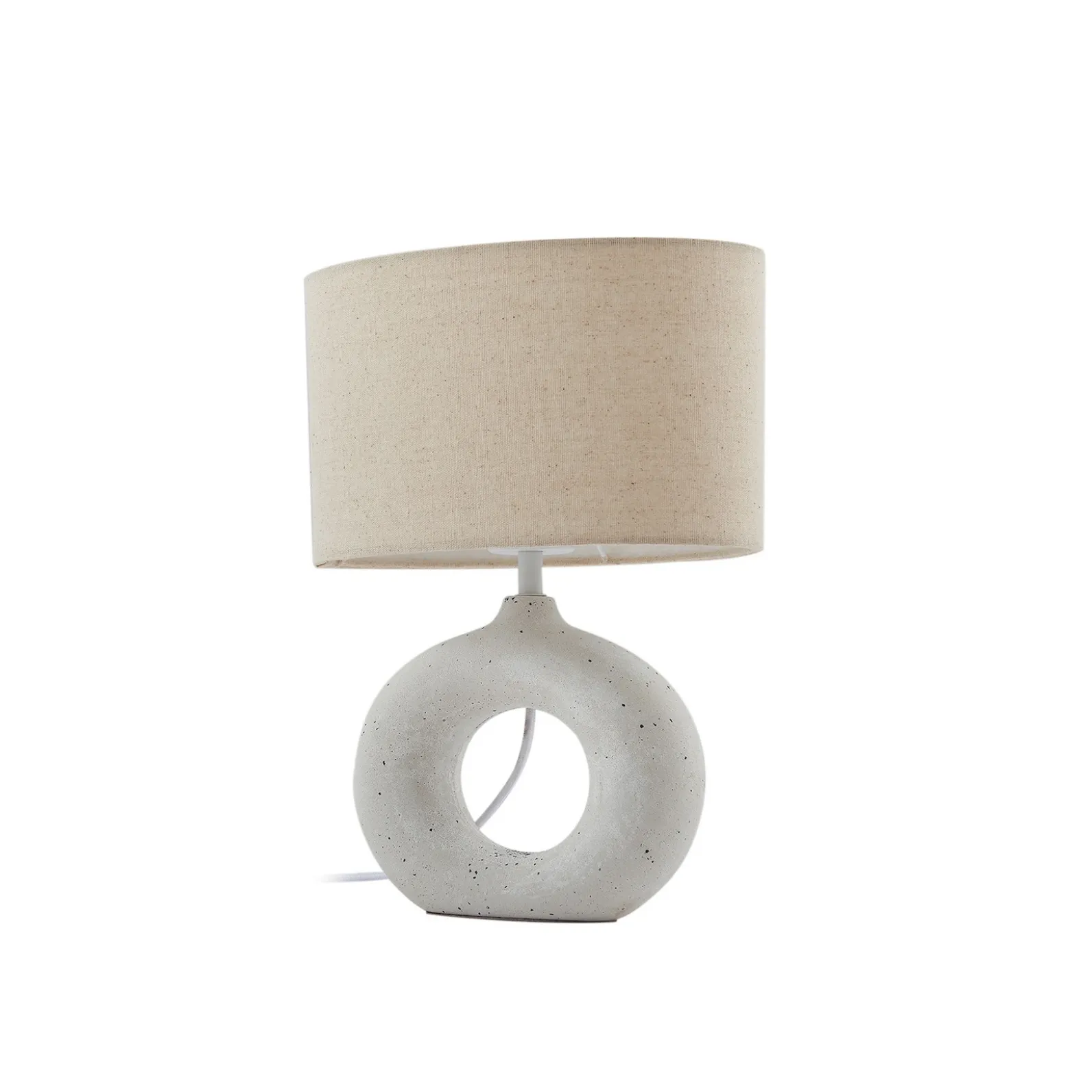 Lindby Kody lámpara de mesa, beige, textil, cerámica, 37 cm