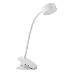 Lindby LED lámpara de pinza recargable Maori, blanco, metal, CCT,