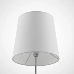 Lindby Leza lámpara de mesa cromo, pantalla blanca