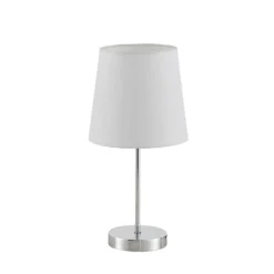 Lindby Leza lámpara de mesa cromo, pantalla blanca