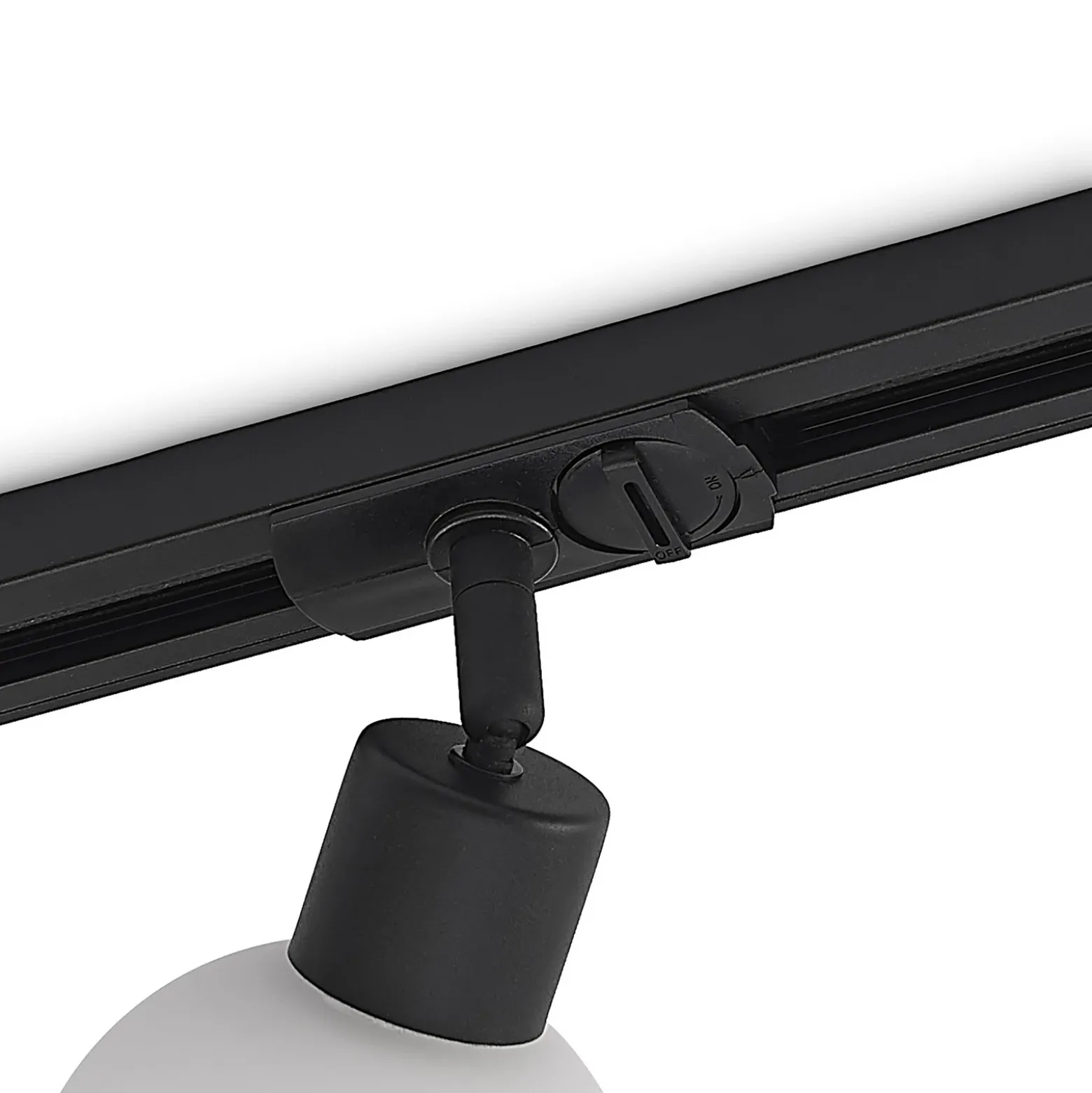 Lindby Linaro foco de riel, E14, negro, Ø 10 cm, 1 fase