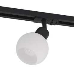 Lindby Linaro foco de riel, E14, negro, Ø 10 cm, 1 fase
