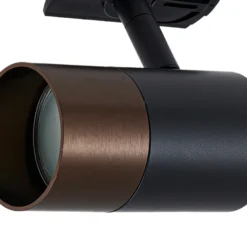Lindby Linaro foco de riel, GU10, Ø 6 cm, negro/marrón