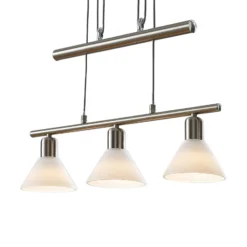 Lindby lámpara colgante Delira, 3 luces, níquel, regulable en altura