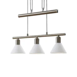 Lindby lámpara colgante Delira, 3 luces, níquel, regulable en altura