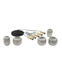 Lindby Lámpara colgante Doroteo, 5 luces, gris, cristal